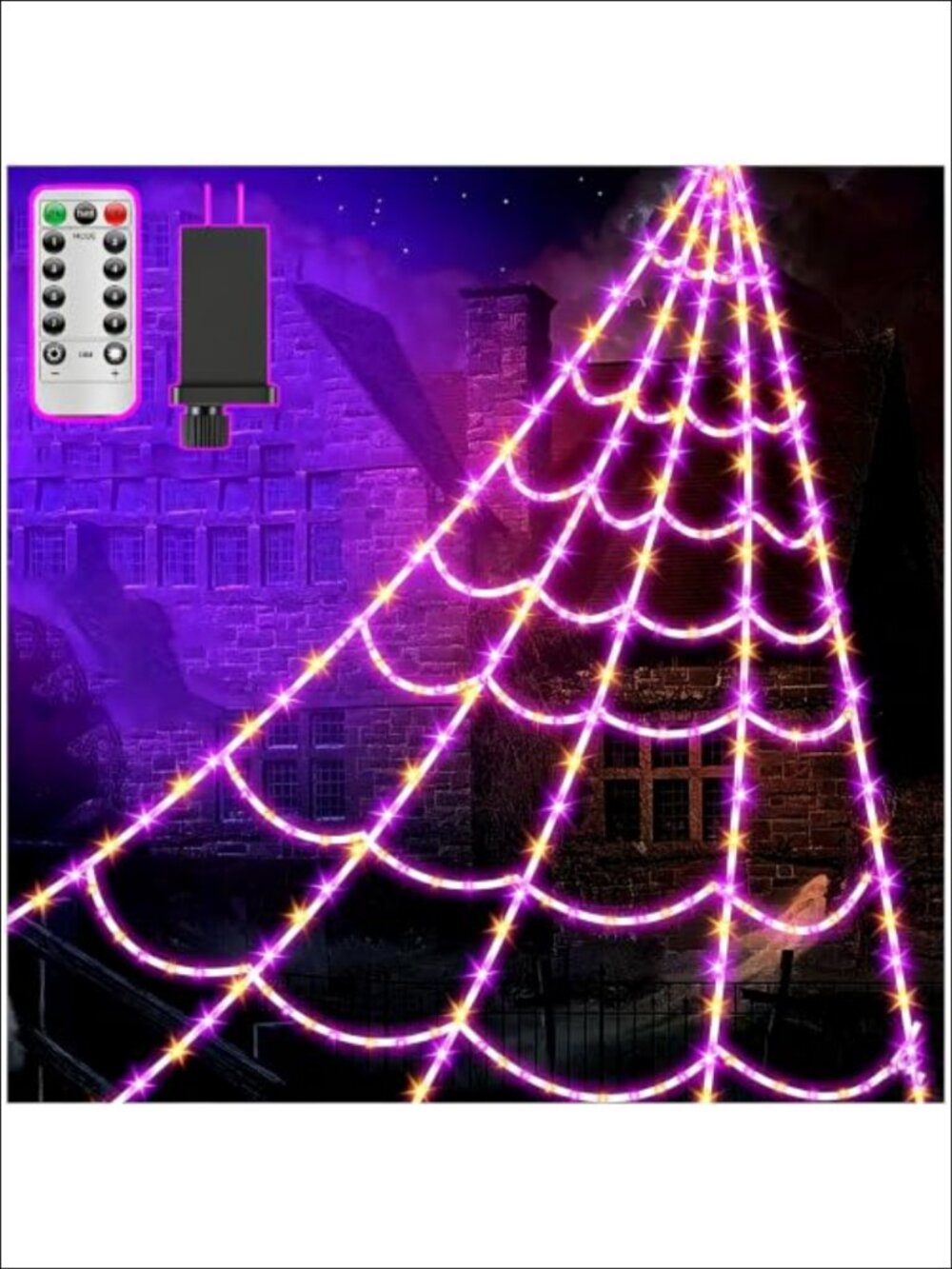 LED Spider Web Lights 455 LED Outdoor Halloween Yard Decoration